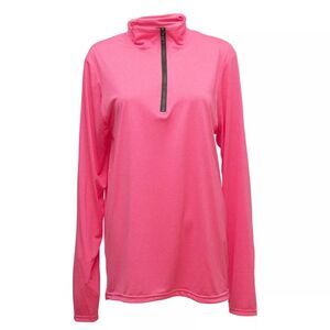 Woodland Creek Women's Quarter Zip Long Sleeve Performance Shirt in Pink, Medium